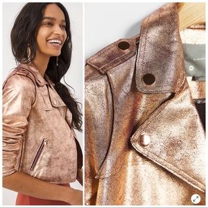 Metallic Rose Gold Moto Jacket - Anthropologie